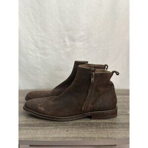 Aston Grey Helani Men’s Size 10 Brown Suade Leather Ankle Double Side Zip Boots
